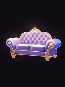 立体卡通沙发浪漫紫色图片