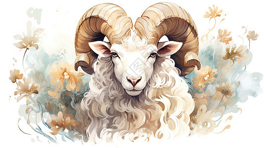 中国手绘风格十二生肖羊图片