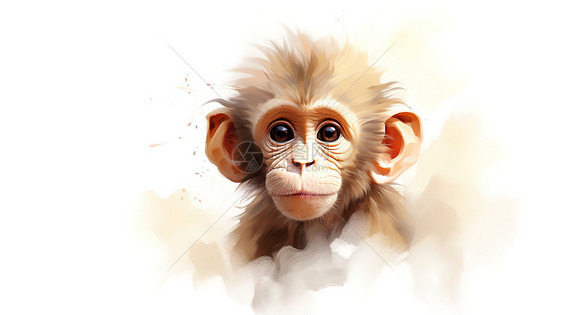 中国传统十二生肖猴手绘风格图片