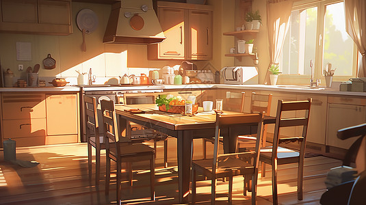干净温馨的厨房背景图片