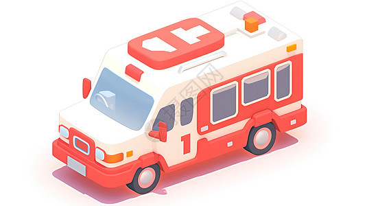 卡通救护车3D可爱图标图片