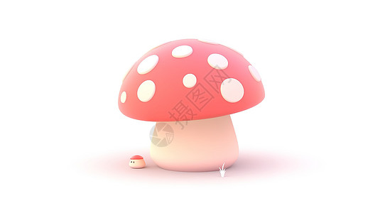 可爱卡通的蘑菇3D图标图片