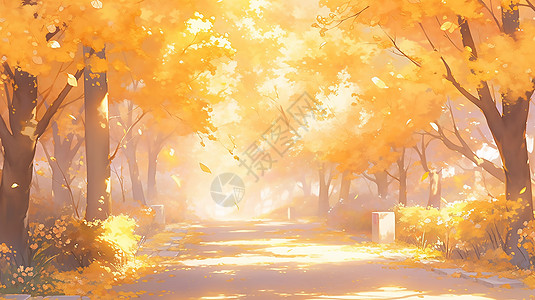 秋天树林插画图片