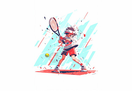 正在打网球的卡通人物图片