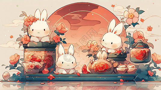 中秋节一些可爱的卡通兔子们图片