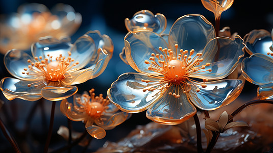 盛开漂亮的透明花瓣花朵图片