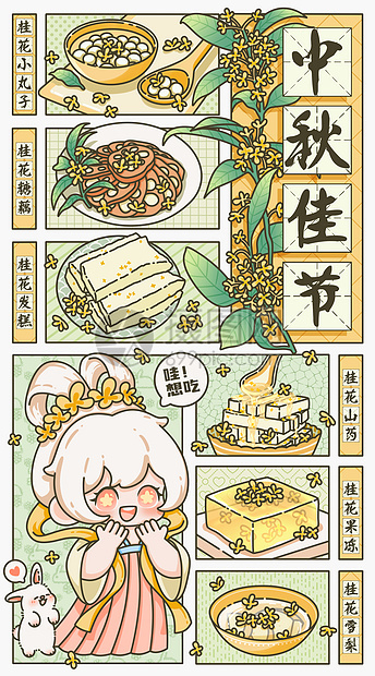 中秋佳节之美食篇宽屏插画图片