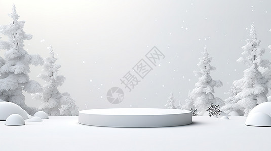 线描圣诞屋圣诞节冬天雪景电商产品展示台设计图片
