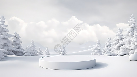 冬天雪景电商产品圣诞节展示台高清图片