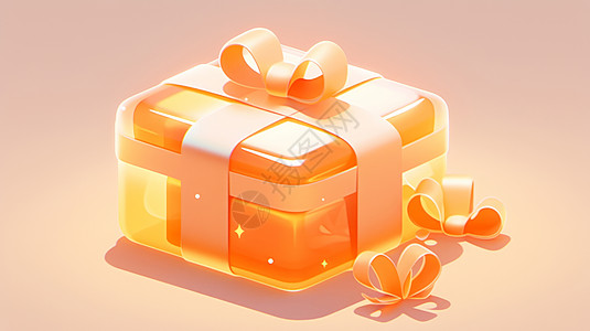 可爱的橙色透明卡通礼物盒图片