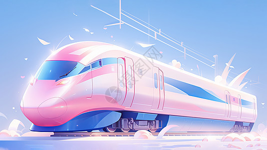 粉色可爱的高科技卡通高铁图片