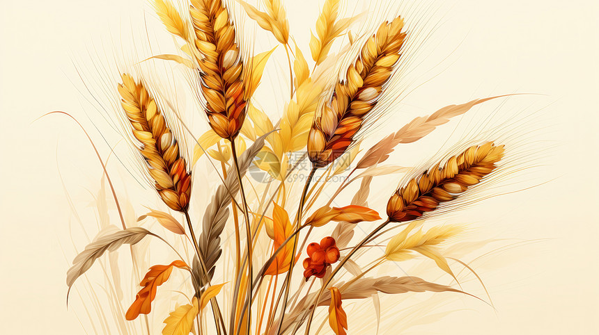 颗粒饱满秋天丰收的卡通麦子图片