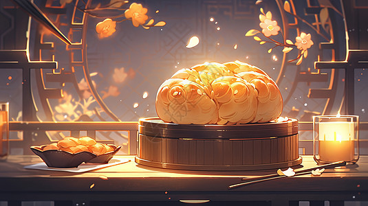 中秋节放在盒子上美味的传统糕点图片