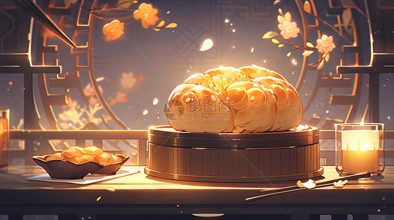 中秋节放在盒子上美味的传统糕点图片