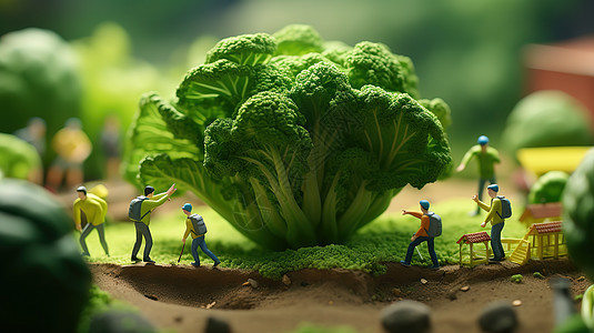 创意农产品绿色蔬菜微观创意小人图片