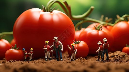 菜园西红柿微观创意小人图片