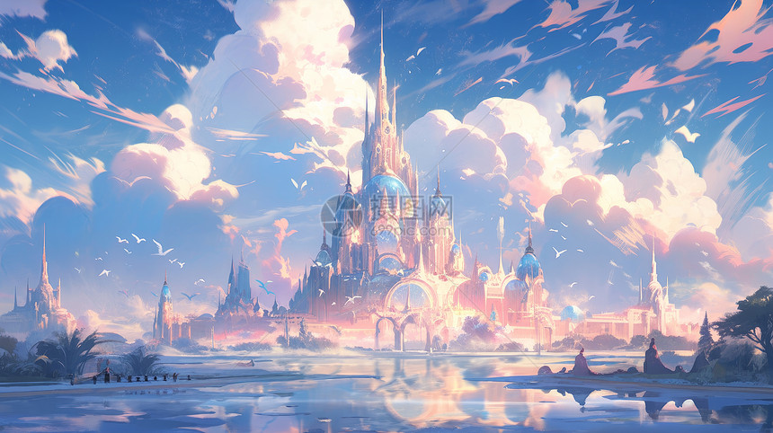 华丽梦幻的卡通城堡风景图片