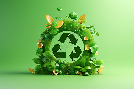 环保标志绿色回收符号概念创意图图片