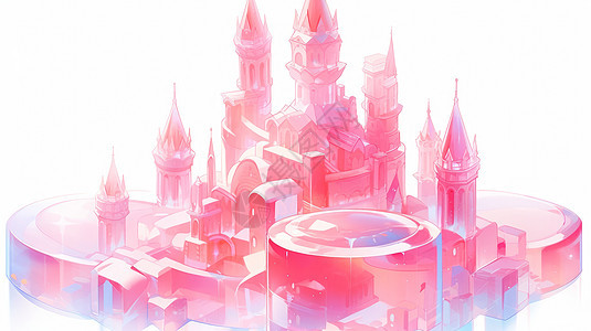 粉色立体卡通城堡图片