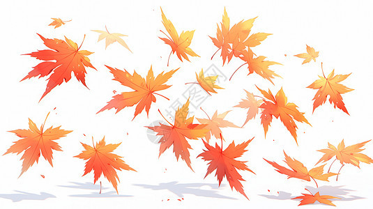 秋天飘落的卡通枫叶图片