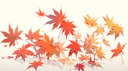 秋天散落在地上唯美的卡通枫叶图片