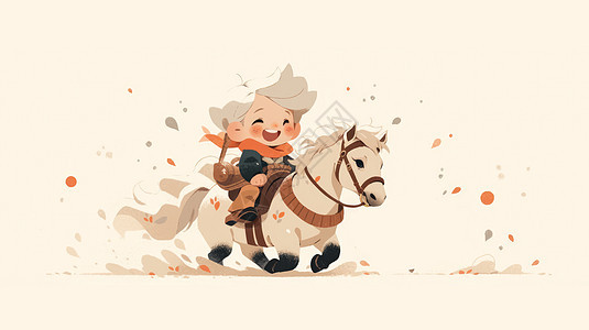 骑着小白马狂奔的卡通小王子图片