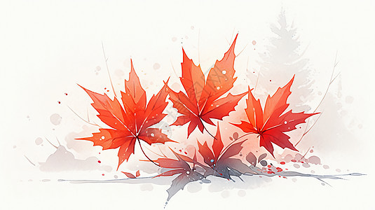 三片漂亮的卡通红色枫叶图片