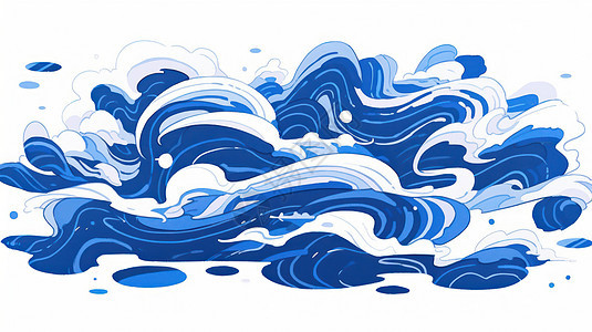 抽象蓝色海浪卡通背景图片
