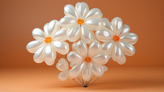 一束白色可爱的立体卡通小雏菊气球花图片