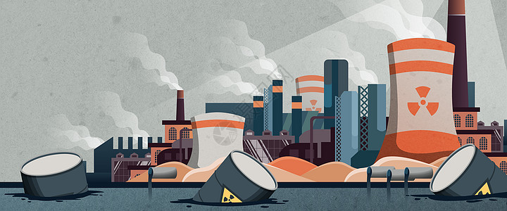 海水污染核污染食品安全扁平风插画Banner图片