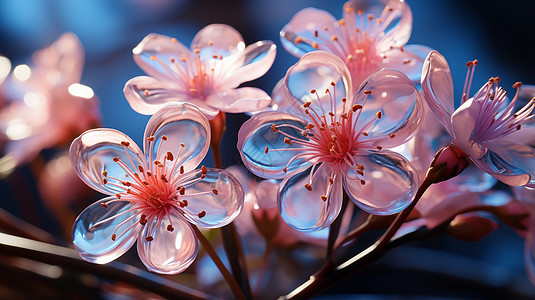 超现实透明粉色花瓣小清新花朵图片