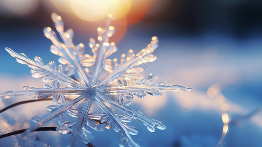 冬天雪地中漂亮的雪花图片