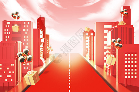 红色大气电商场景背景图片