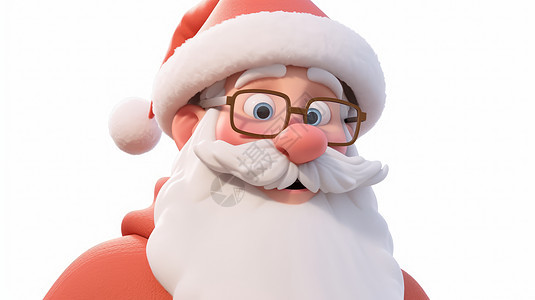 戴着眼镜的立体卡通圣诞老人图片