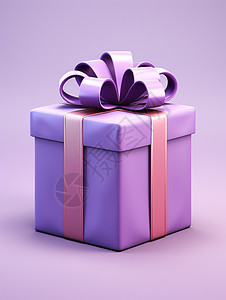立体漂亮的紫色卡通礼物背景图片