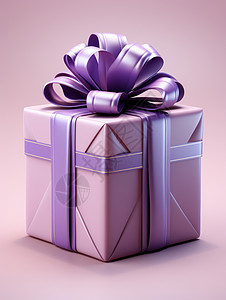 紫色立体精致的卡通礼物背景图片