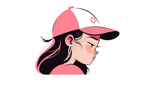 戴粉色棒球帽可爱的卡通女孩头像图片