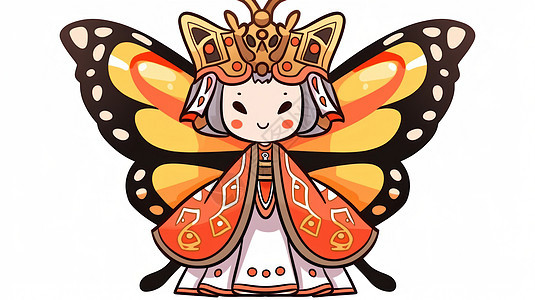 头戴皇冠有蝴蝶翅膀的可爱卡通小女孩图片