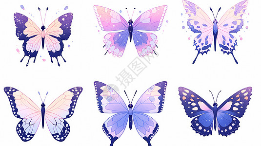 各种漂亮的翅膀的卡通蝴蝶图片