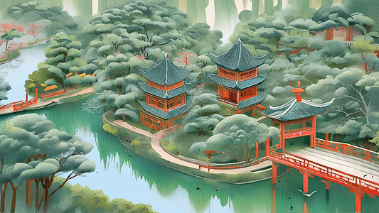 中式园林景观意境图片