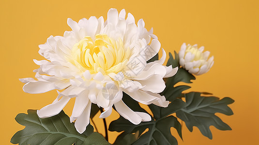 两朵盛开的白色菊花图片