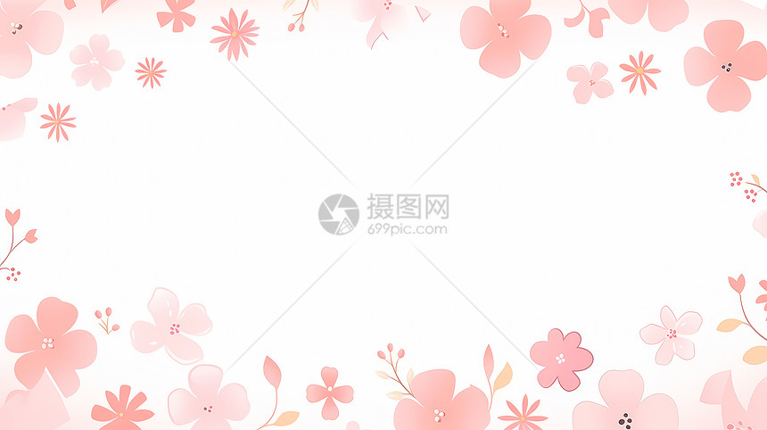 粉色小清新卡通花朵花边背景图片