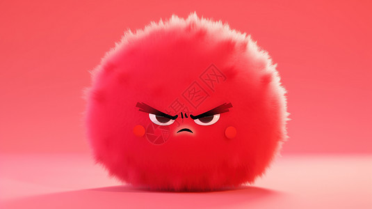 愤怒的红色可爱卡通毛球图片