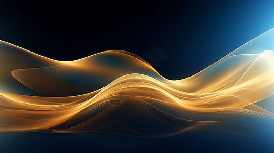 科技PPT背景科技感金色波浪纹理背景插画