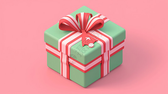 圣诞节绿色可爱的卡通礼物盒图片