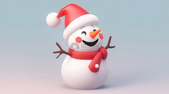 圣诞节微笑可爱的立体卡通小雪人图片