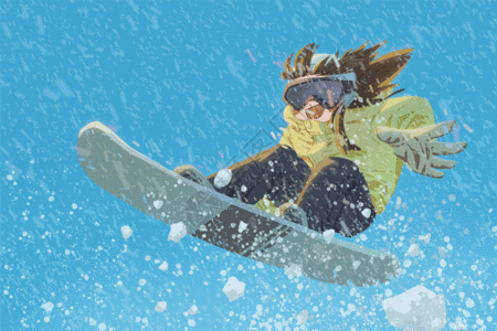 冬季滑雪在小雪大雪大雪节气旅游gif动图图片