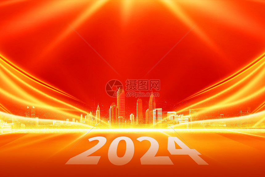 2024红金创意背景图片