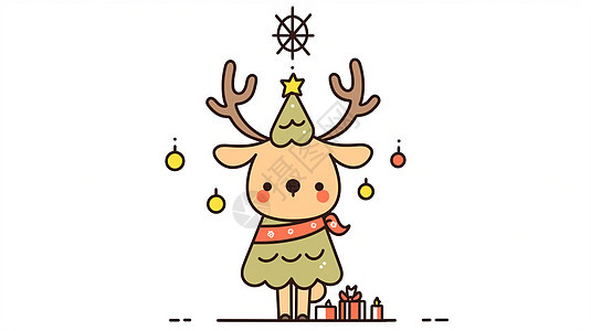 穿圣树诞装的卡通小鹿图片