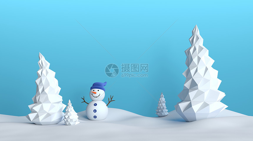 冬季雪人场景图片